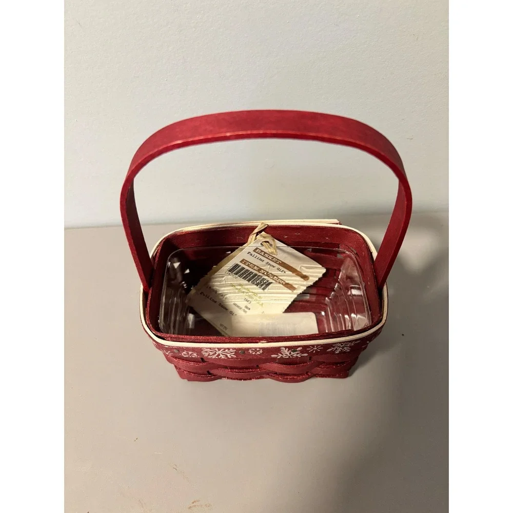 Longaberger 2010 Falling Snow Gift Basket Red Snowflake with Protector 1192522